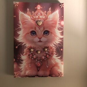 Charming Pink Cat Canvas Art